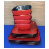12 pc  Hometrends Black/Red Dinnerware no shipping