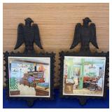 Pair Arnart Cast Iron /Tile Trivets
