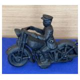 Vtg Cast Iron Motorcycle with Rider 6x4t