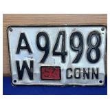 1956 Conn License Plate