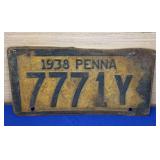 1938  PA  License Plate
