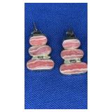 Pink Rhodochrosite Earrings unmarked