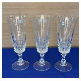 3 Crystal Champagne Flutes 6.5"