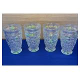 set of 4 Federal Colonial Irridescent Glasses 5"