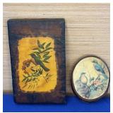 Pair Vtg Wood Plaques 6"/3.5"