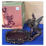 Cherub Bronze Color Resin Candle Holder