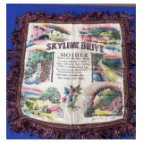 Vtg 16x16 Skyline Drive MotherSouvenir Pillow Cove