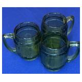 Vintage Green Barrel Shot Glasses Hazel Atlas?
