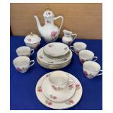 Bavaria Germany Rose Tea Set for 6