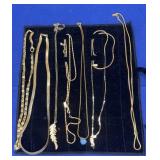 Gold Tone Necklace lot unmarked or GP with velvet