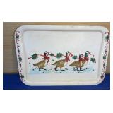 1985 Christmas Goose Metal Tray 18x12 no ship
