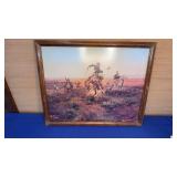 21x18 Framed Cowboy Print no shipping