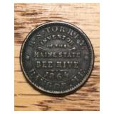 1864 R.S.Torey ME State Bee Hive civil War Token