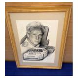 14x18 Sterling Marlin Framed Pencil Sketch no ship