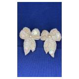 Bead/Sequined Bow Clip on Earrings