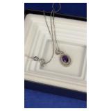 Chain marked 925 Italy Purple Pendant mkd 925 DL