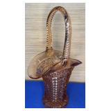 Large 13.5" Pink Glass Diamond Basket note crack