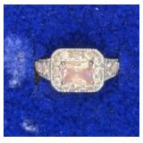 sz 6 Pink Stone Ring marked 925 China CZ