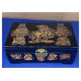 Carved Wood Jewelry Box 7.5x4x3