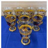 set of 8 Painted Water/Tea Glasses 6"