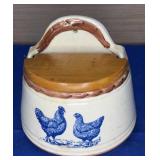 Porcelain Salt Box Wood Lid 6x6