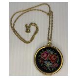 Avon Needlepoint Locket Necklace