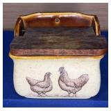 1979 Enesco Porcelain Salt Box Wood Lid 5x3x5