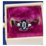 sz 7.5 Black Pearl Ring unmarked