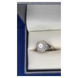 sz 6.25 Pearl Ring unmarked