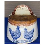 Porcelain Salt Box Wood Lid 6x6