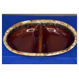 11" Hull  Brown Drip Divided Dish
