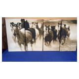 set of 4  10x18 Screen Print Horses Running noship