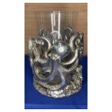 Resin w/Glass Vessel Octopus Candle Holder 5x7.5t
