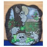 9x11 Ceramic Raccoon Plaque