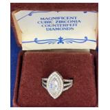 sz 7.25 CZ Ring marked Stauer 925
