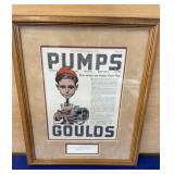 Framed Sat Evening Post 1920 Goulds Pumps Ad