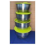 set of 4 bon appetit Stainless Bowls w/lids used