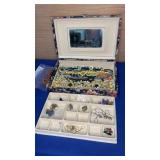 12x8x3 Floral Fabric Jewelry Box and contents