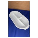 Milk Glass Divided Relish Dish 6.5x13"