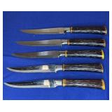 W Richardson Forever Sharp Knives Stag Handles