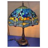 Tiffany Style Dragonfly Stained Glass 30" 2 bulb