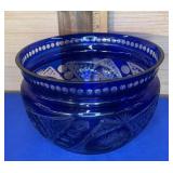 Cut to Clear Cobalt Blue Crystal Bowl 9"
