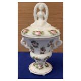 LE Smith Nymph Milk Glass Powder Jar 10"
