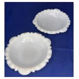 Pair Anchor Hocking Milk Glass Bonbon Dishes 5"