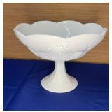 Indiana Glass Milk Glass Grape Pedestal Compote