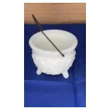 Daisy + Button Milk Glass Mini Cauldron 3"