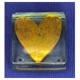 2011 Heiner Dusterhaus Fused Gold-Leaf Glass Heart