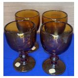 Imperial Glass Ohio Hoffman House Amber Goblets 6"