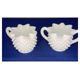 Fenton Milk Glass Hobnail Cream Sugar