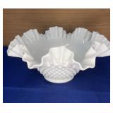 Fenton Hobnail Ruffle Edge Bowl 10"